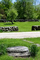 Stone wall around field