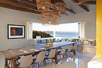 Modern dining room with sea view