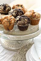 Muffins on cake stand
