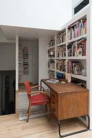 Compact study area with vintage furniture
