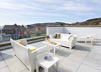 Designer furniture on roof terrace