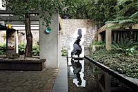 Modern sculpture in garden