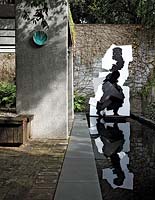 Modern sculpture in garden