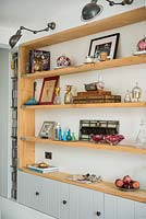 Eclectic accessories on shelves