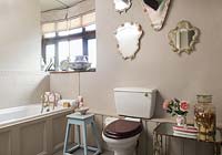 Vintage furniture and accessories in bathroom