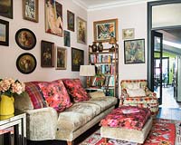 Colourful soft furnishings in living room
