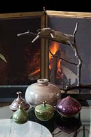 Ceramic vases on coffee table