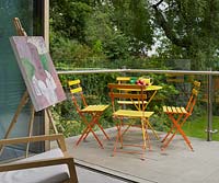 Colourful furniture on patio