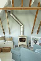 Wood burning stove in bedroom