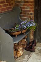 Wooden bench in porch