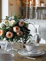 Floral decoration on dining table