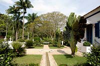 Tropical garden with water feature