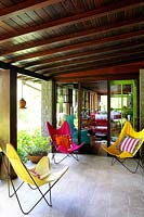 Canvas chairs on veranda