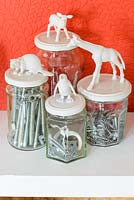 Diy materials in recycled jars