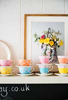 Colourful tea cups