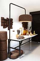 Steel and cork lamp by Laurie Wiid van Heerden