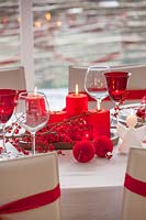 Christmas decorations on dining table