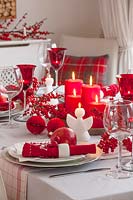 Dining table laid for entertaining at christmas
