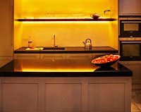 Kitchen lit up at night