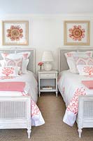 Patterned soft furnishings on bed