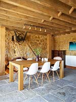 Dining area in converted mill