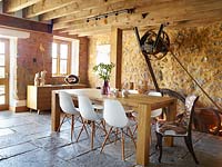Dining area in converted mill
