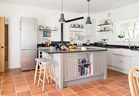 Kitchen with tiled floor