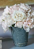 Pale pink Roses in metal pot