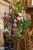 Floral display with Peonies, Alliums and Larkspur flowers