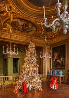 Christmas tree in the kings bedchamber, baroque ceiling by Le Brun, Vaux le Vicomte
