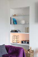 Shelving in alcove