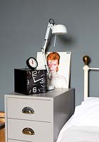 Accessories on bedside cabinet