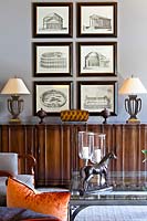 Framed prints and classic cabinet