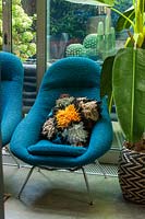 Retro chair with furry cushion