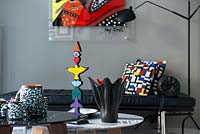 Colourful accessories on coffee tables