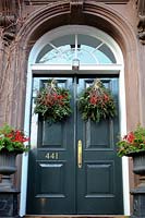 Front door with christmas decorations