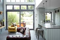 Modern open plan kitchen and seating area
