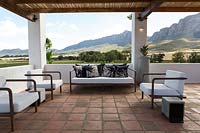 Patio with mountain view
