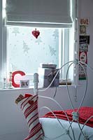 Decorative Christmas themed window treatment