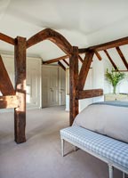 Oak beams in bedroom