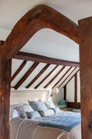 Oak beams in bedroom