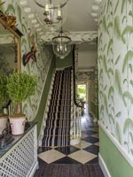 Classic hallway with patterned wallpaper