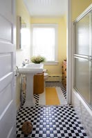 Tiled flooring in bathroom