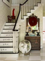 Furniture and ornaments by staircase