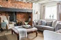 Country living room with inglenook fireplace