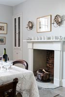 Fireplace in dining room