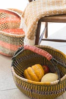 Squashes in patterned basket