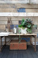 Garden accessories on wooden table