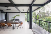 Open plan dining area with balcony