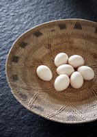 Eggs in rustic bowl